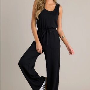 Z SUPPLY Layover Modal Black Fleece Jumpsuit Size S